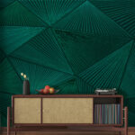 Wall murals Green mosaic with geometric patterns.