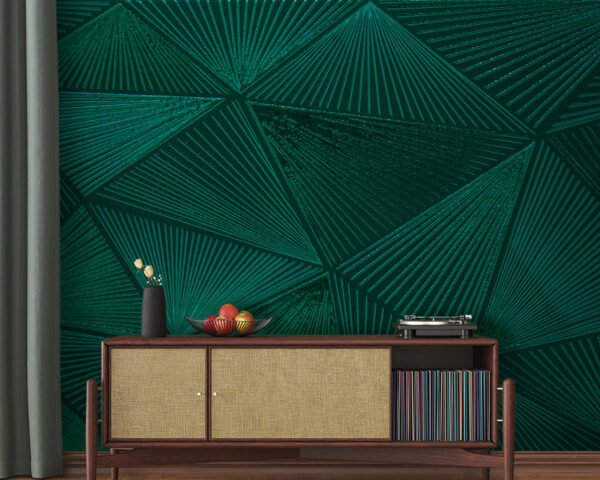 Green mosaic with geometric patterns Wall murals Green mosaic with geometric patterns