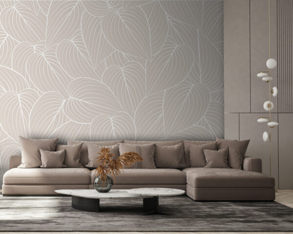Elegant leaf pattern in soft shades Wall murals Elegant leaf pattern in soft shades