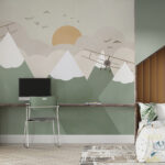 Wall murals Biplanes soar over snowy peaks.