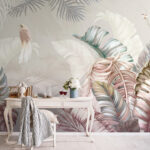 Wall murals Tropical birds amid lush foliage.