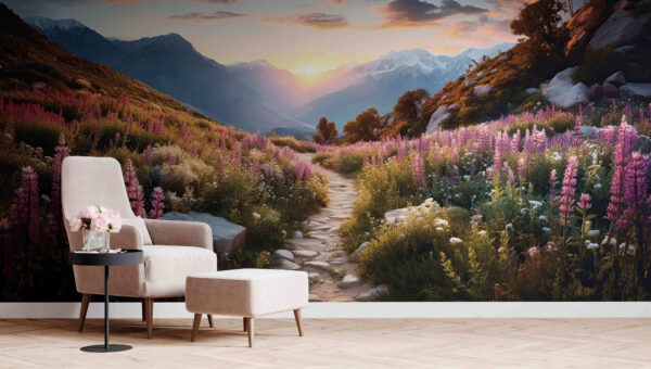 Field of flowers and rocks Wall murals Field of flowers and rocks