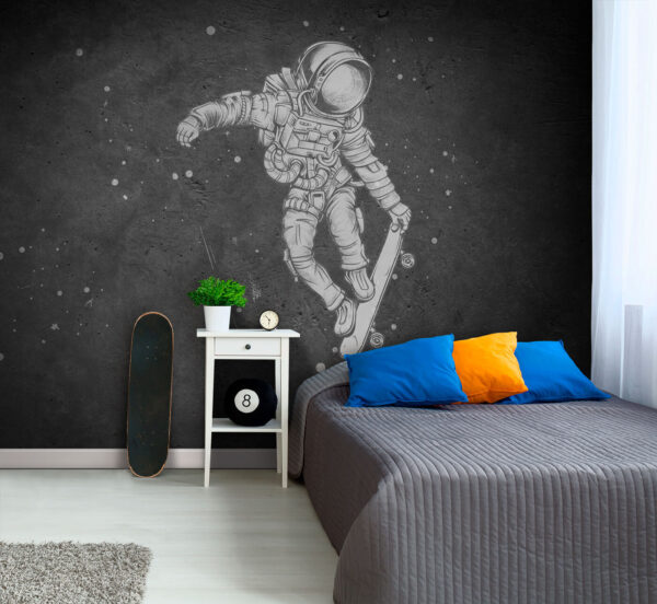 Astronaut skateboarding through space Wall murals Astronaut skateboarding through space