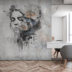Wall murals Woman’s face with flowers