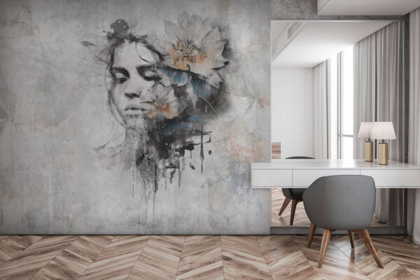 Woman’s face with flowers Wall murals Woman’s face with flowers