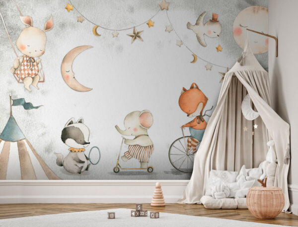 Playful animals at the circus carnival Wall murals Playful animals at the circus carnival