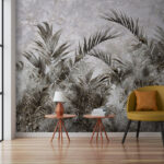 Wall murals Tropical leaves against textured background