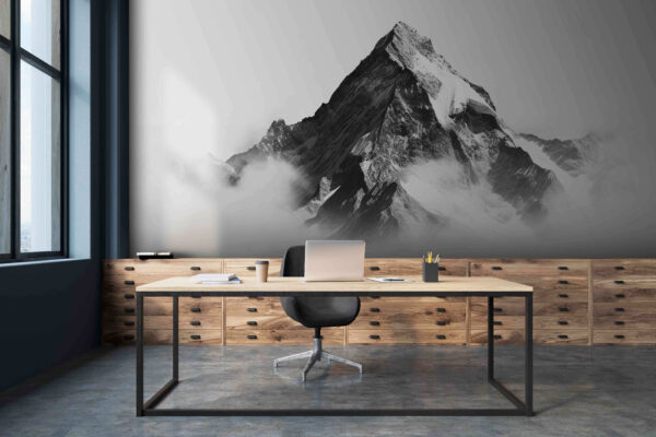 Mountain with snow and clouds Wall murals Mountain with snow and clouds