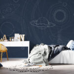Wall murals White circle on a blue background