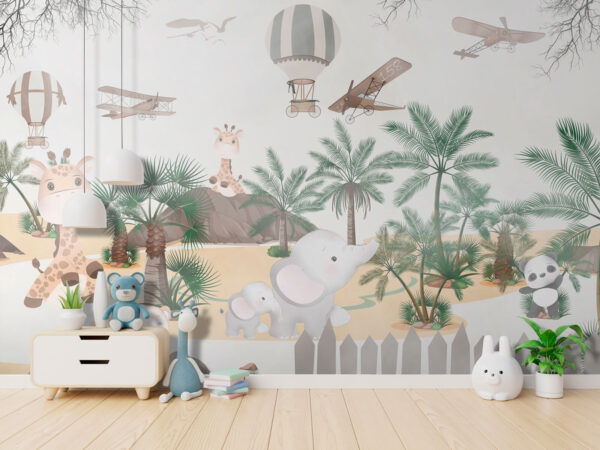 Giraffe with palm trees Wall murals Giraffe with palm trees