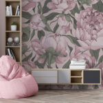 Wall murals Vintage pink peony floral pattern