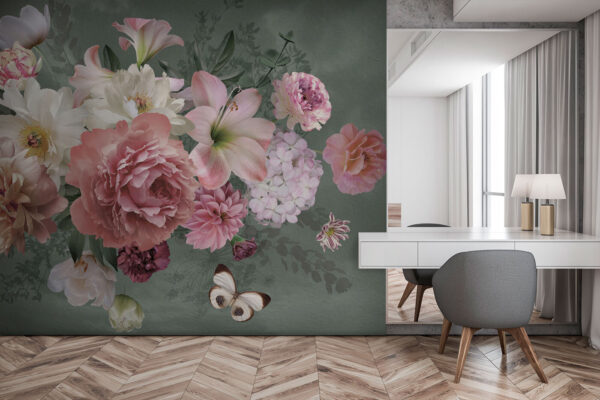 Elegant bouquet with a delicate butterfly Wall murals Elegant bouquet with a delicate butterfly