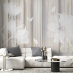Wall murals Dreamy floral scene with butterflies.