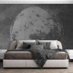 Wall murals Textured moon with cloudy backdrop.