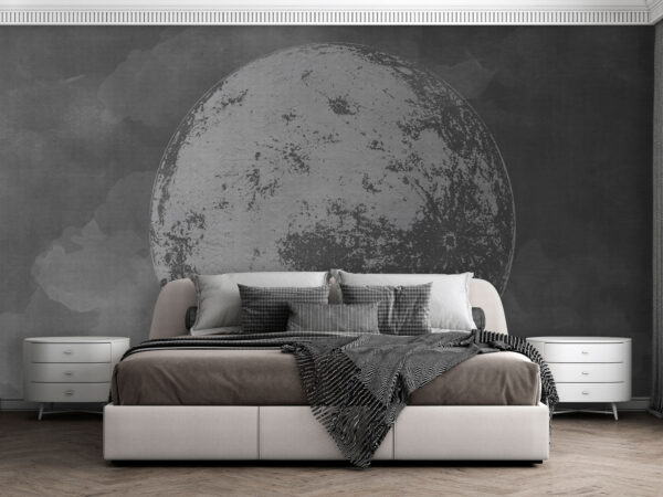 Textured moon with cloudy backdrop Wall murals Textured moon with cloudy backdrop