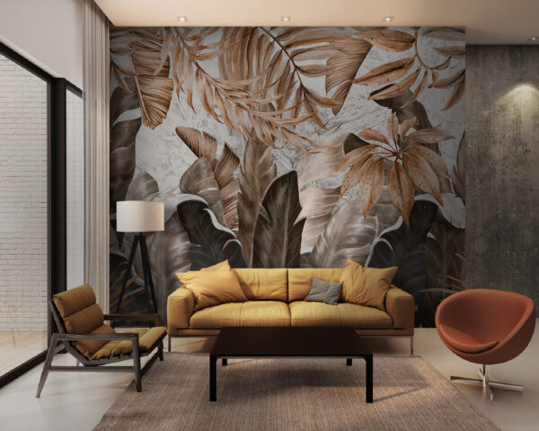 Tropical leaves in earthy tones Wall murals Tropical leaves in earthy tones