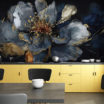 Wall murals Elegant floral abstract in dark tones.