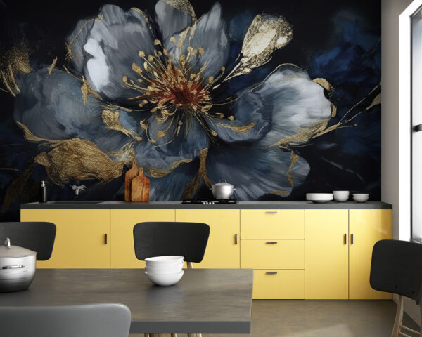 Elegant floral abstract in dark tones Wall murals Elegant floral abstract in dark tones