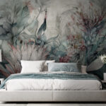 Wall murals Delicate floral illustration with subtle hues