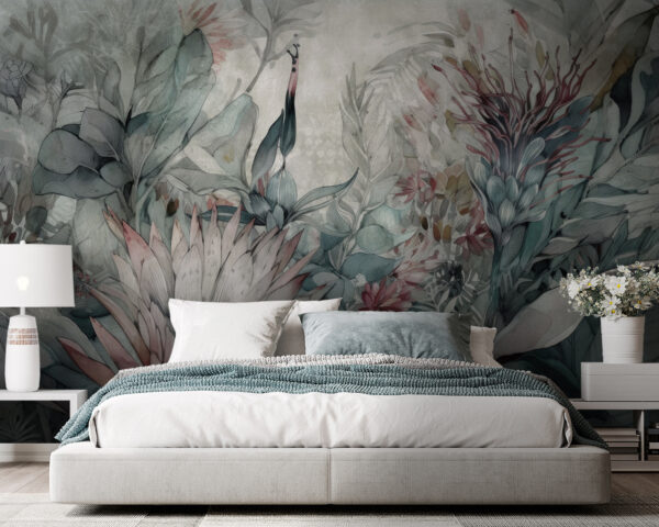 Delicate floral illustration with subtle hues Wall murals Delicate floral illustration with subtle hues
