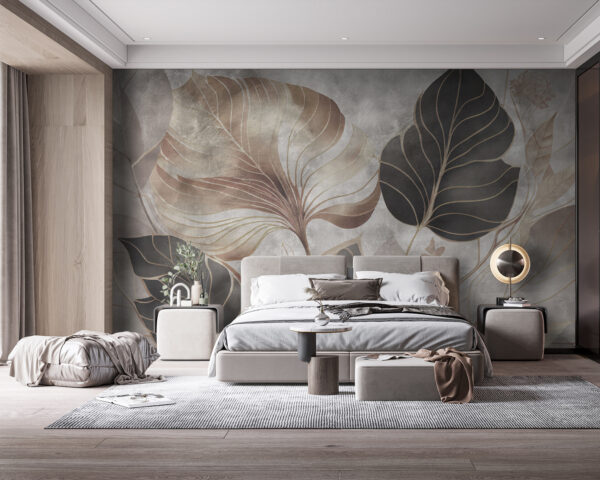 Elegant leaves with intricate veins Wall murals Elegant leaves with intricate veins