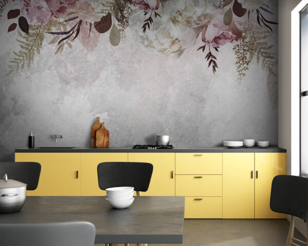 Floral elegance on textured background Wall murals Floral elegance on textured background