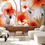 Wall murals Translucent blooms with vibrant orange centers.