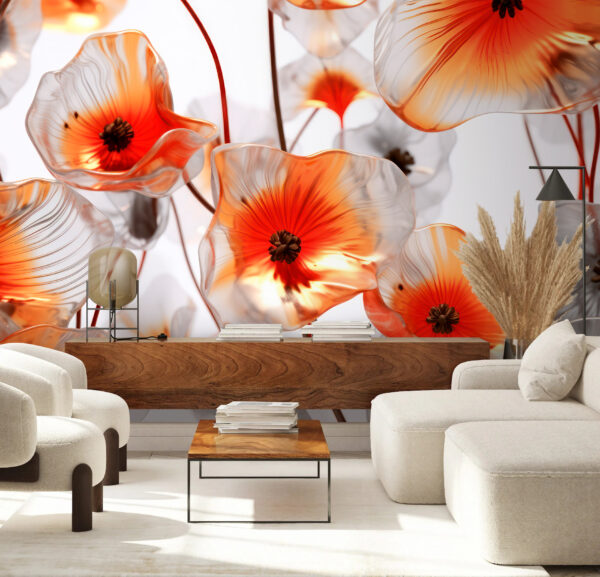 Translucent blooms with vibrant orange centers Wall murals Translucent blooms with vibrant orange centers