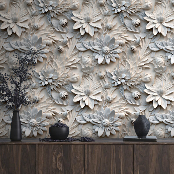 Intricate floral design in soft tones Wall murals Intricate floral design in soft tones