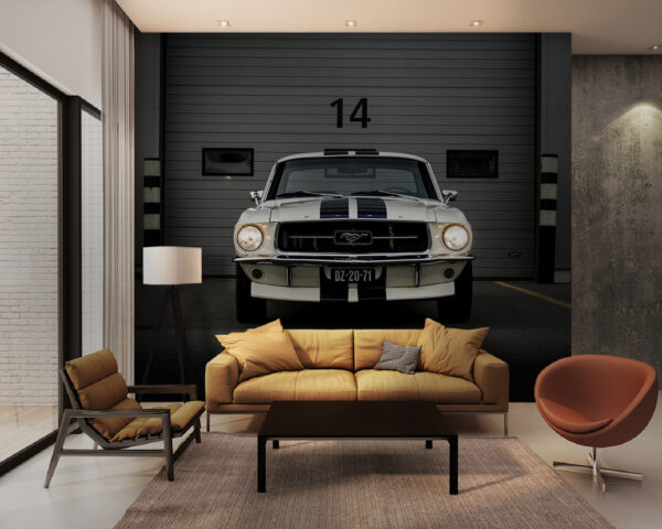 Car parked in front of a garage Wall murals Car parked in front of a garage