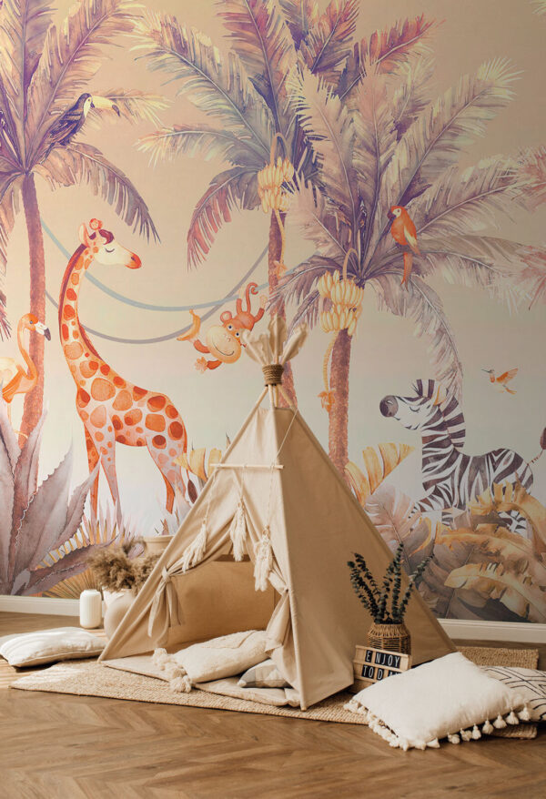 Jungle animals enjoying the sunshine Wall murals Jungle animals enjoying the sunshine