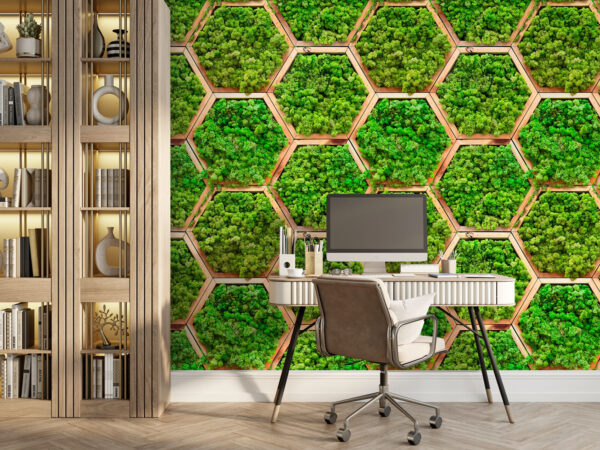 Pattern of plants in hexagons Wall murals Pattern of plants in hexagons