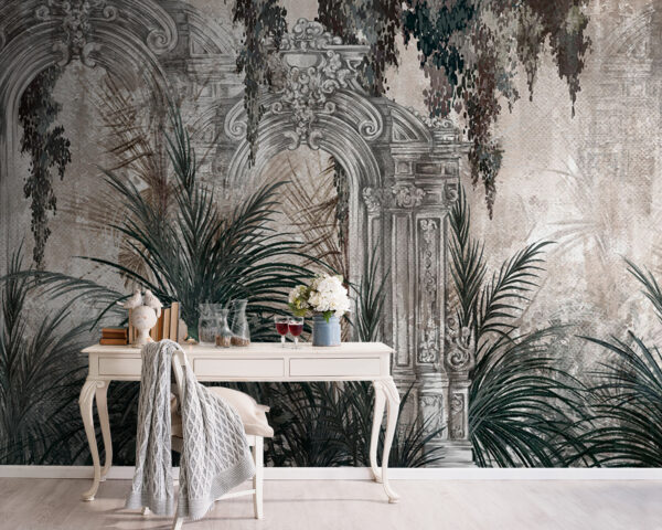 Painting of a plant in front of an arch Wall murals Painting of a plant in front of an arch