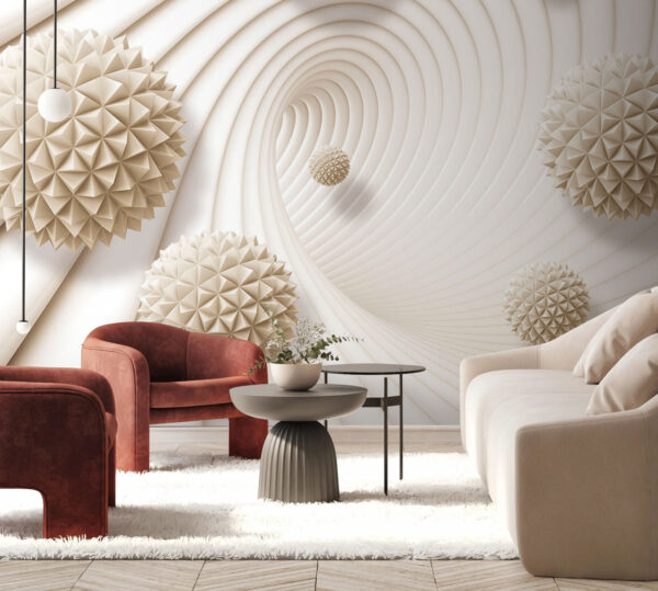 White sphere with many triangles Wall murals White sphere with many triangles