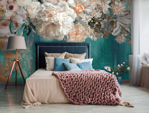 Elegant floral painting on textured background Wall murals Elegant floral painting on textured background