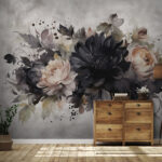 Wall murals Vintage floral painting in muted tones.