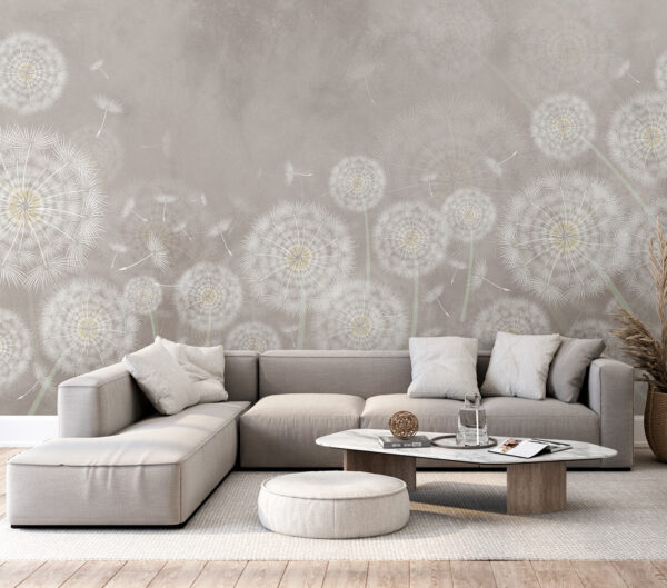 Wall murals Dandelions dancing in the breeze (SKU: u95374) Wall murals Wall murals Dandelions dancing in the breeze (SKU: u95374)