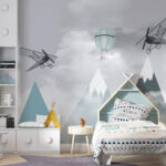Wall murals Airplanes and balloons over mountains