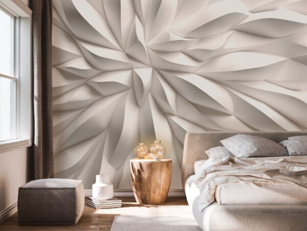 Abstract white folded paper pattern Wall murals Abstract white folded paper pattern
