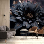 Wall murals Dark blossom illuminated from within.