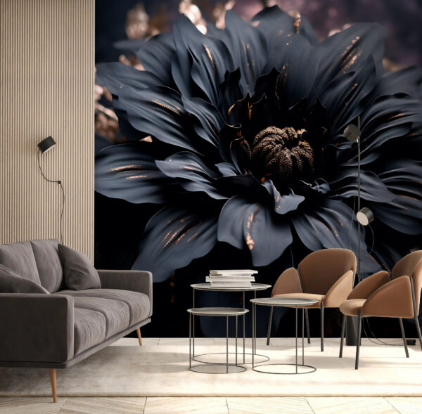 Dark blossom illuminated from within Wall murals Dark blossom illuminated from within