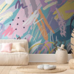 Wall mural Orange oval on a blue background