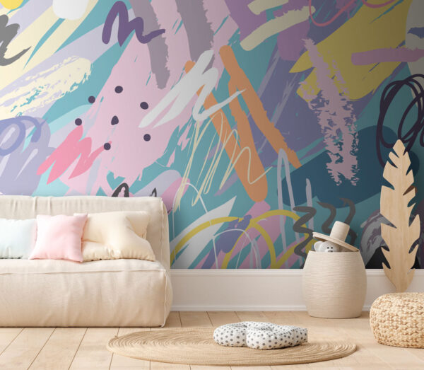 Wall mural Orange oval on a blue background