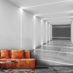 Wall murals White hallway with bright lights