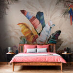 Wall murals Vibrant jungle foliage and parrot