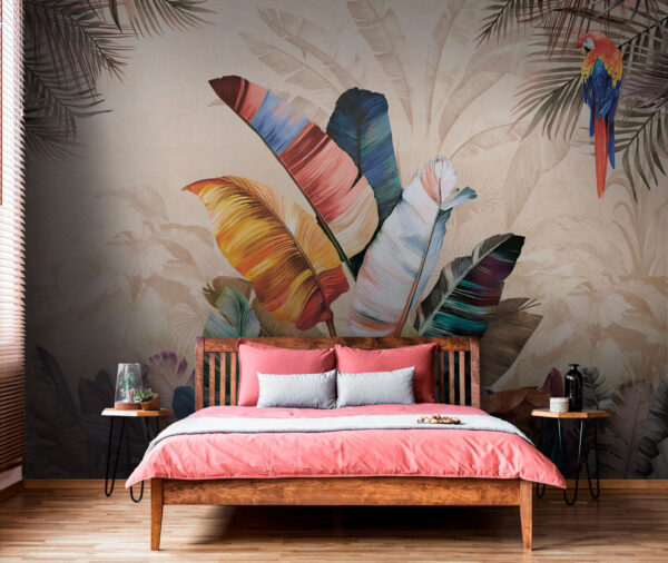 Vibrant jungle foliage and parrot Wall murals Vibrant jungle foliage and parrot
