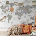 Wall murals Hot air balloon with a shark in the background