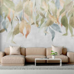 Wall murals Delicate leaves on textured background.