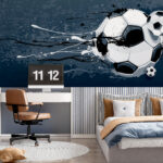 Wall murals Soccer ball splashes into action