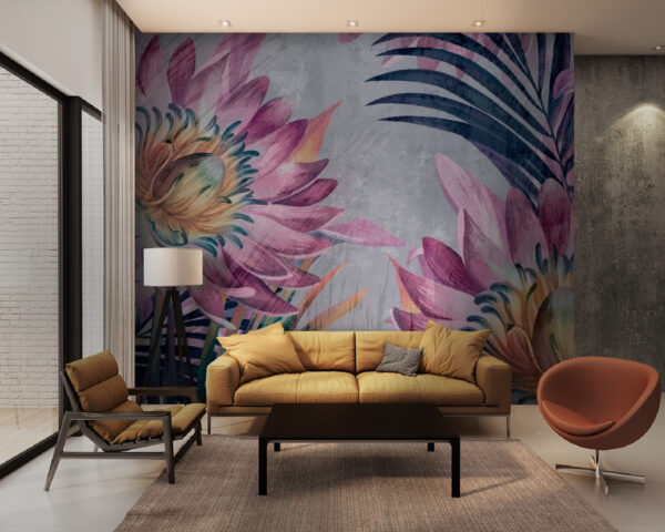Vibrant floral artwork with tropical vibes Wall murals Vibrant floral artwork with tropical vibes